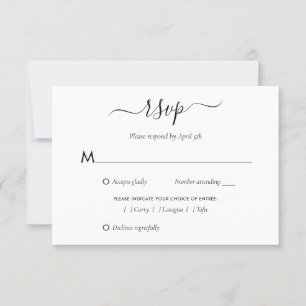 Elegantes tarjetas RSVP de Boda Blanca y Negra