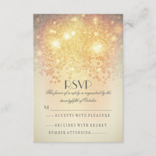 Elegantes tarjetas RSVP de boda con luces de imbri