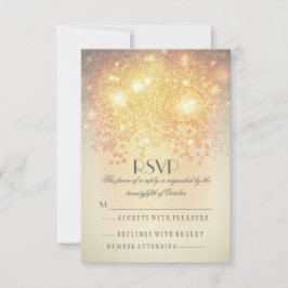 Elegantes tarjetas RSVP de boda con luces de imbri