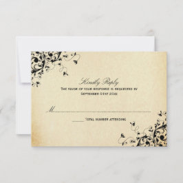 Elegantes tarjetas RSVP de Boda de Swirls Antiguas