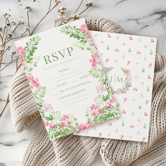 Elegantes tarjetas RSVP de bodas de boho floral ro (Subido por el creador)