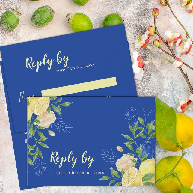 Elegantes tarjetas RSVP de Bodas de Inspiración Me (Elegant Mediterranean-Inspired Wedding RSVP Cards)