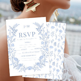 Elegantes tarjetas RSVP de bohemia floral azul flo
