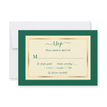 Elegantes tarjetas RSVP de Emeralda Verde y Boda d