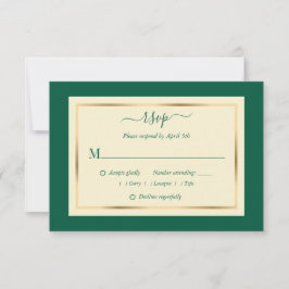 Elegantes tarjetas RSVP de Emeralda Verde y Boda d