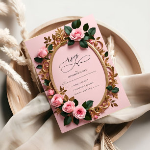 Elegantes tarjetas RSVP de estilo Art Nouveau flor