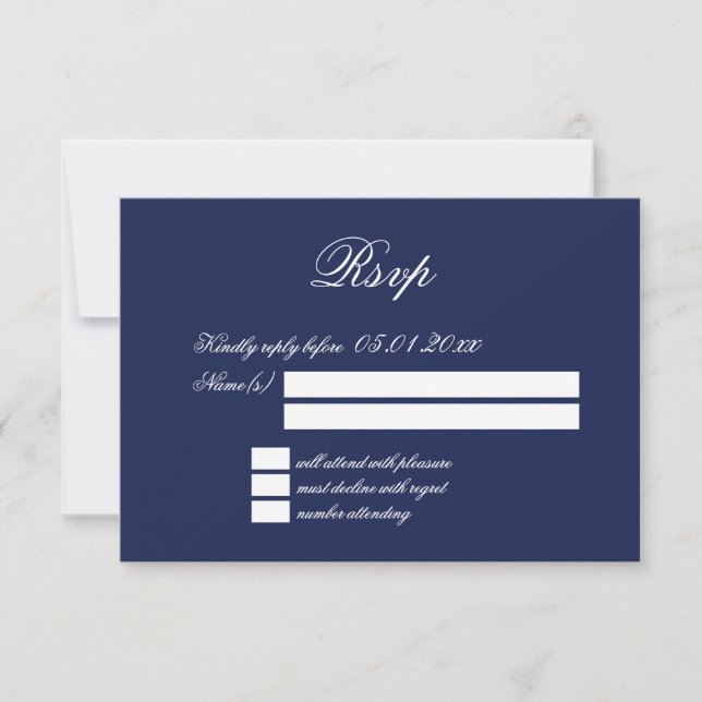 Elegantes tarjetas RSVP de la Marina Minimalista d (Anverso)