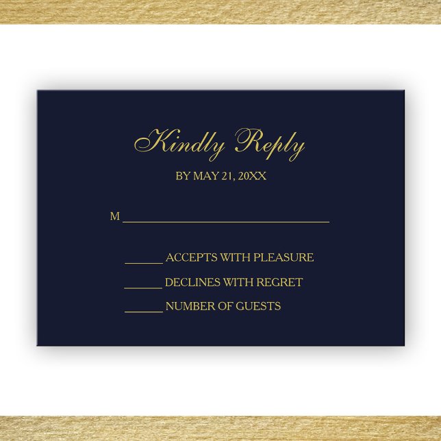 Elegantes tarjetas RSVP de la Marina y el guión de (Subido por el creador)