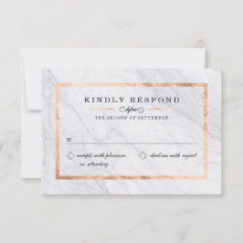 Elegantes tarjetas RSVP de mármol moderno y oro Ro