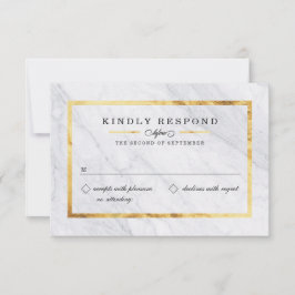 Elegantes tarjetas RSVP de mármol y oro moderno