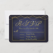 Elegantes tarjetas RSVP de Purpurina Deep Blue y G