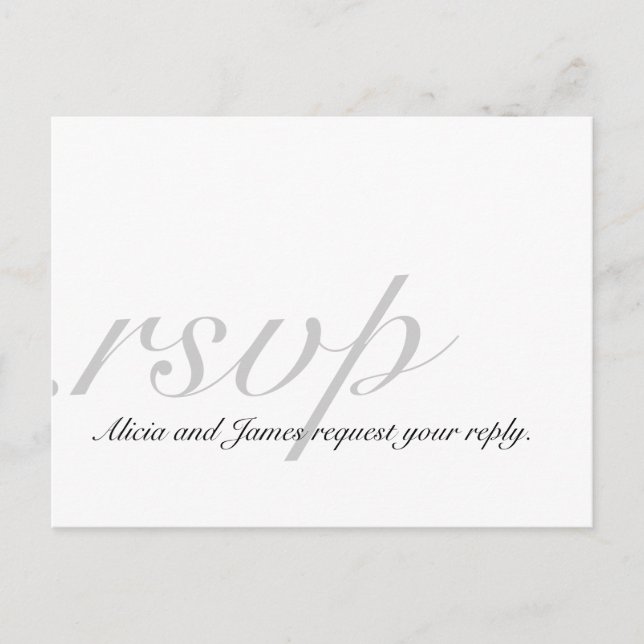 Elegantes tarjetas RSVP para Bodas Gris Blanco (Anverso)