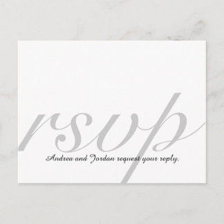 Elegantes tarjetas RSVP para Bodas Gris Blanco