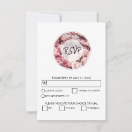 Elegantes tarjetas RSVP para parejas de peones ros