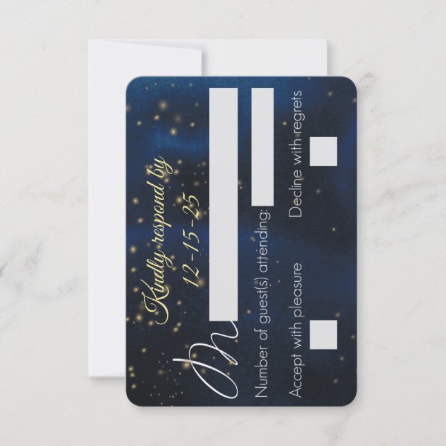 Elegantes tarjetas RSVP por la noche (Anverso)