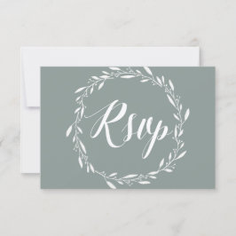 Elegantes Tarjetas RSVP Sage Para Boda Con Wreath