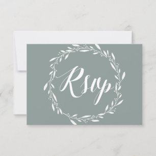 Elegantes Tarjetas RSVP Sage Para Boda Con Wreath