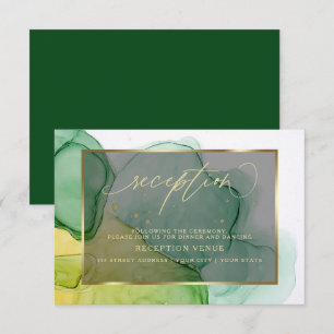 Elegantes Verdes y Golds Ink Invitación a la recep