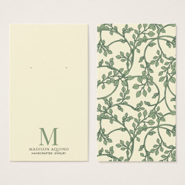 Elegantes Vines Green Cream Earl Display Cards (Anverso y reverso)