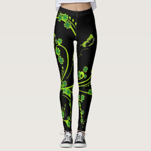 Elegantes vinos de Shamrock y mariposas Leggings