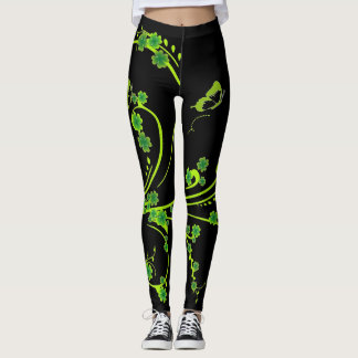 Elegantes vinos de Shamrock y mariposas Leggings