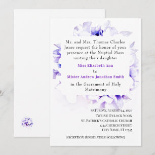 Elegantes violetas Invitación a la boda católica