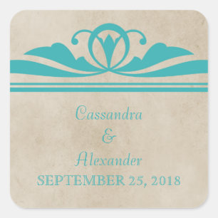 Elegantes y verde azuladas pegatinas de casamiento