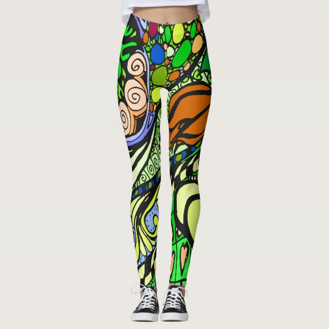 Element 9b Doodle Fine Art Leggings green (Anverso)