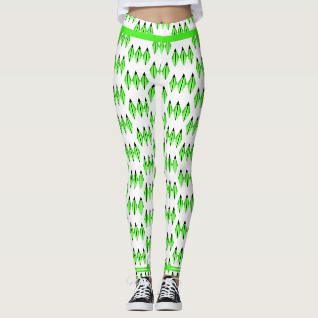 Elemento Art deco en lima verde Leggings (Anverso)