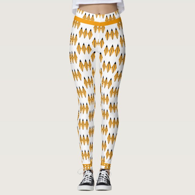 Elemento Art deco en naranja claro Leggings (Anverso)