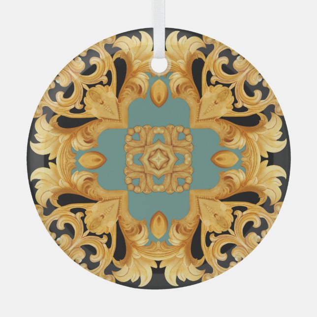 Elementos 3D del ornamento barroco dorado (Anverso)