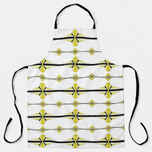 Elementos Art Déco en delantal amarillo pastel