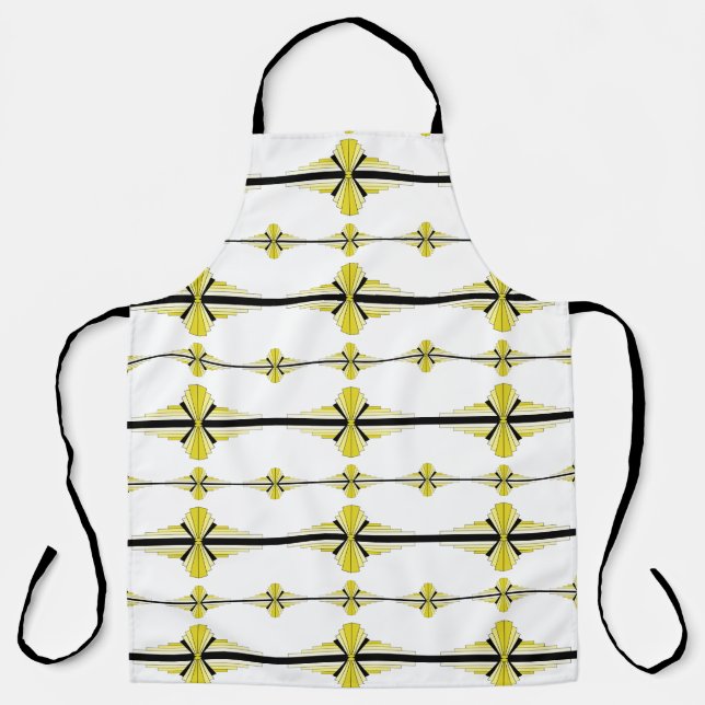 Elementos Art Déco en delantal amarillo pastel (Anverso)