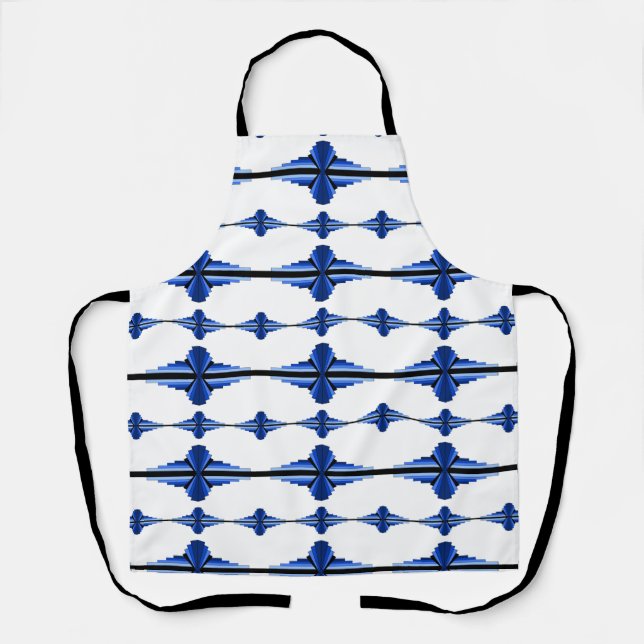 Elementos Art deco en delantal azul oscuro (Anverso)