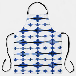 Elementos Art deco en delantal azul oscuro