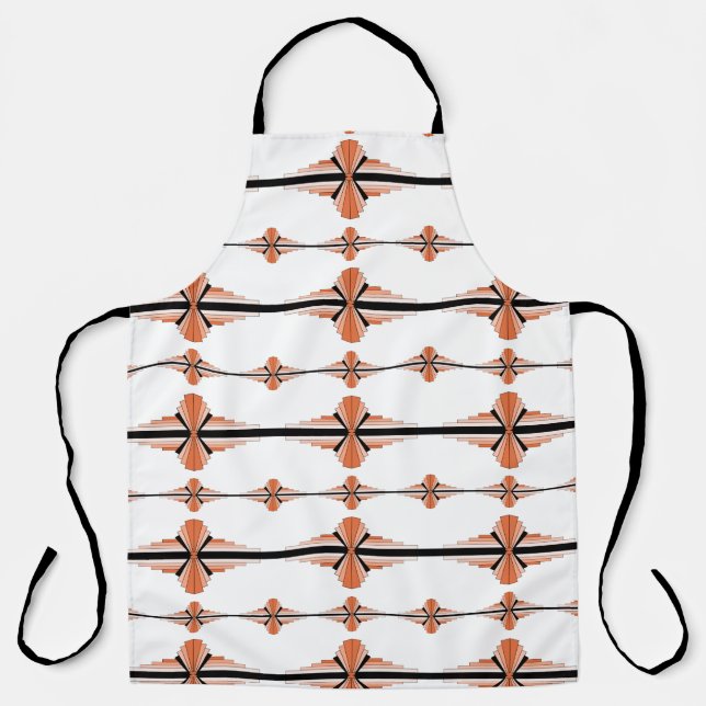 Elementos Art Déco en delantal naranja pastel (Anverso)