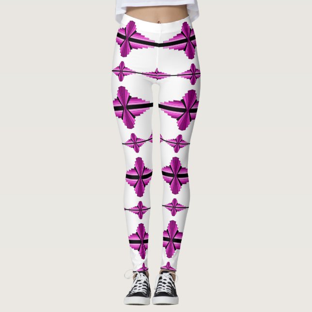 Elementos Art Deco en Leggings de color rosa profu (Anverso)