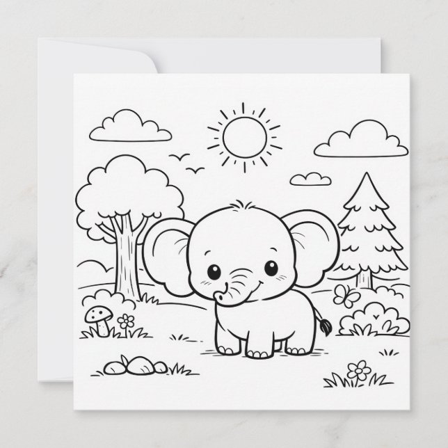 Elephant Animal Kids Coloring Page  (Anverso)