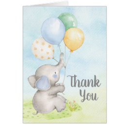 Elephant Baby Boy Shower Tarjetas de agradecimient