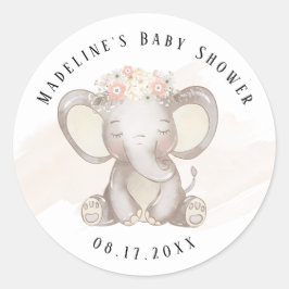 Elephant Baby Girl Shower Pegatina