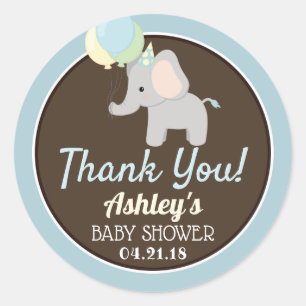 Elephant Baby Shower Gracias Pegatinas
