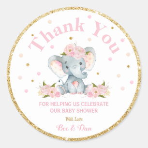 Elephant Baby Shower Gracias Pegatinas Labels