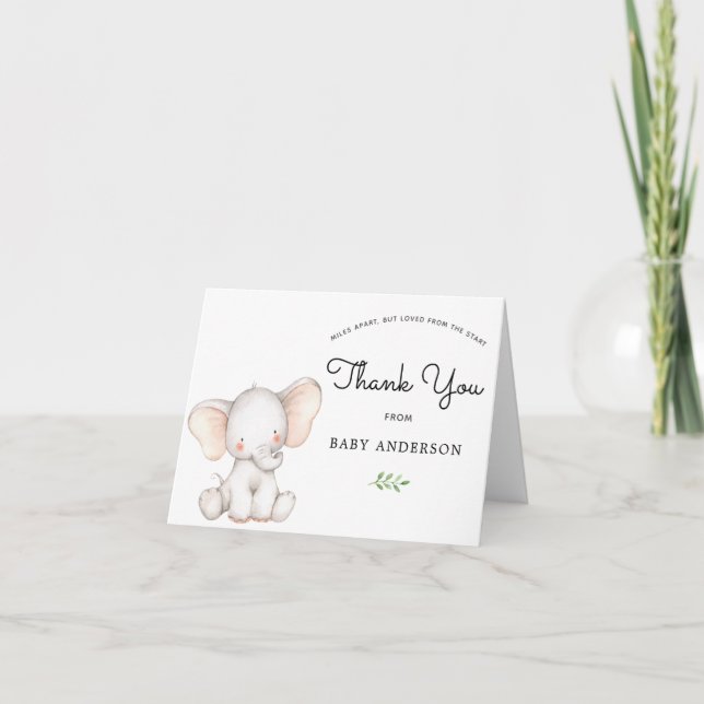 Elephant Baby Shower por correo gracias (Anverso)