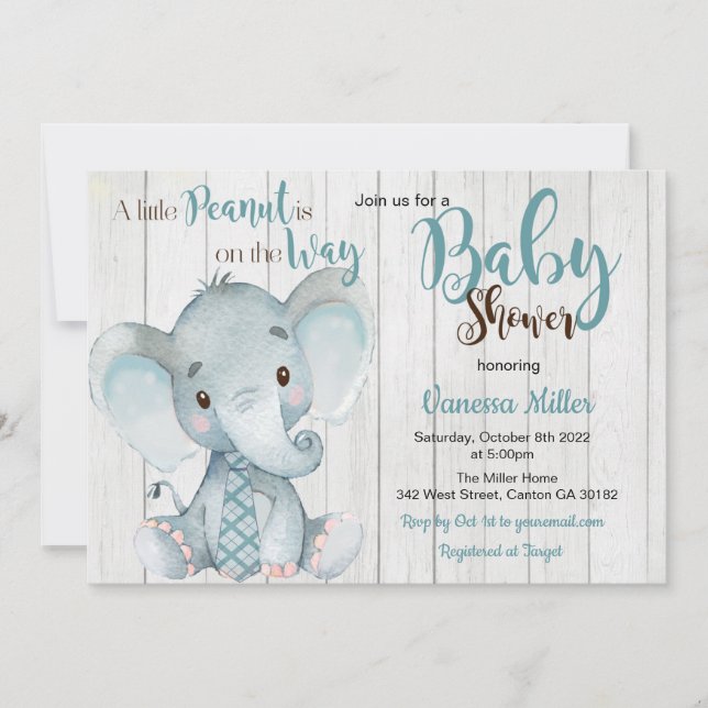 Elephant Baby Shower por invitación por correo (Anverso)