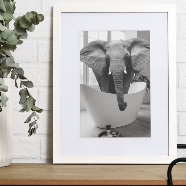 Elephant Bathtub Arte del baño blanco negro (Subido por el creador)