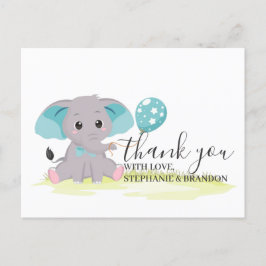 Elephant Blue Balloons Tarjeta de agradecimiento
