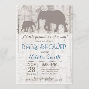 Elephant Boy Baby Shower Invitación Rústica