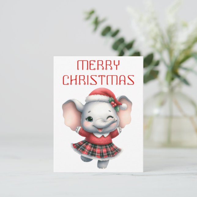 Elephant Calf bailando - Tarjeta de Navidades (Anverso de pie)