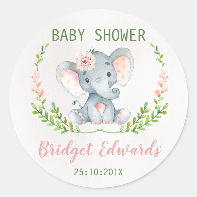 Elephant Elephant Baby Shower Pegatina (Anverso)