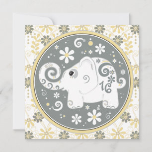 Elephant Floral Sweet 16 Invitación de cumpleaños